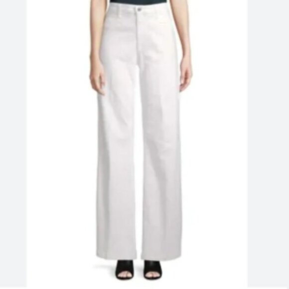 AG Adriano Goldschmied Size 32 The Lana Wide Leg Trouser Pants White High Rise - Picture 1 of 9